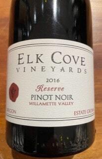 Elk Cove Reserve Pinot noir Oregon 2016