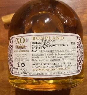 Bonpland Extremely Rare 13 years Barbados Rum 45% 50 cl.
