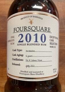 Foursquare 2010 12 års Barbados Single Blended Rum 60%