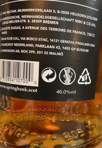 1 flaske Springbank 10 Years 46% + 1 flaske Springbank 15 Years Campbeltown Single Malt Whisky 46% 2022