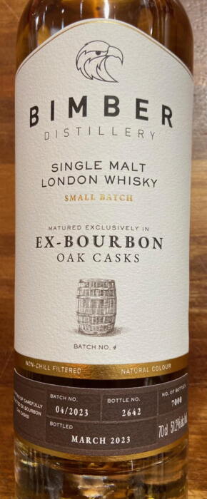 Bimber Ex-Bourbon Batch 4 Single Malt London Whisky 51,2% 2023