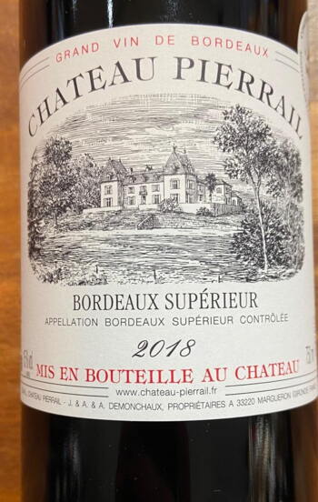 Chateau Pierrail Bordeaux Superieur 2018