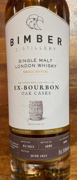 Bimber Distillery Ex-Bourbon Batch 3 Single Malt London Whisky 51,6% 2021