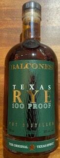 Balcones Texas Rye 100 Proof Pot Distilled 50%