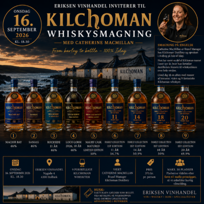Kilchoman Whiskysmagning – 16. september 2026 kl. 18.30